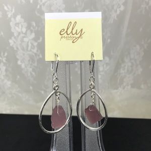 Elly Preston Purple Sea Glass Leverback Earrings